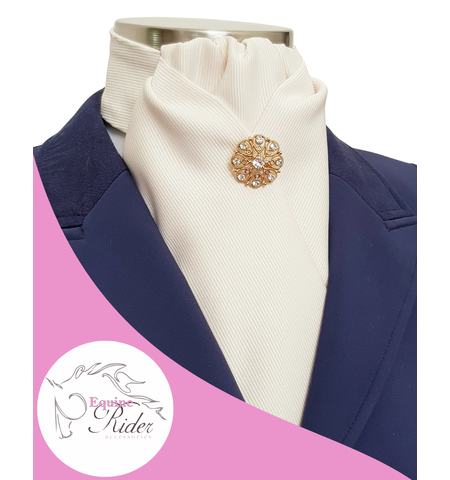 EQUINE RIDER DEB CREAM RIBBED SATIN STOCK 