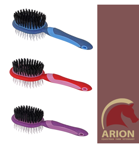 Combination mane & tail and grooming brush. Rubber handle for a secure grip.